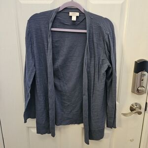 LOFT Women's Blue-Gray Open Front Sweater